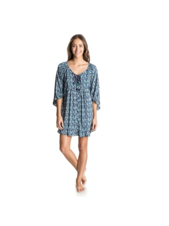 Roxy Dresses & Skirts - Roxy Blackbird Dress Blue Boho Floral Print beach cover up surf sz sm